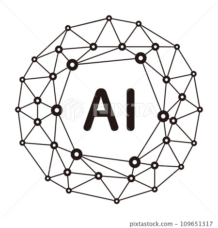 A monochrome icon with a mesh structure that says AI 109651317