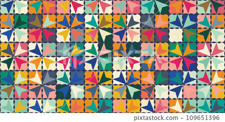 Abstract geometric shapes seamless pattern. Vector illustration. Ideal for print, cover, textile, wallpaper, fabrics and clothing. Abstract geometric shapes seamless pattern. Vector illustration. Ideal for print, cover, textile, wallpaper, fabrics and clothing. 109651396