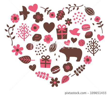 斯堪的納維亞情人節主題充滿心形,粉紅色 x 棕色 斯堪的納維亞情人節主題充滿心形,粉紅色 x 棕色 109651433