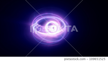 Abstract purple rings spheres from energy magic waves of smoke circles and glowing lines on a black background Abstract purple rings spheres from energy magic waves of smoke circles and glowing lines on a black background 109651525