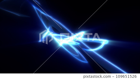 Abstract waves of blue energy magic smoke and glowing lines on a black background Abstract waves of blue energy magic smoke and glowing lines on a black background 109651526