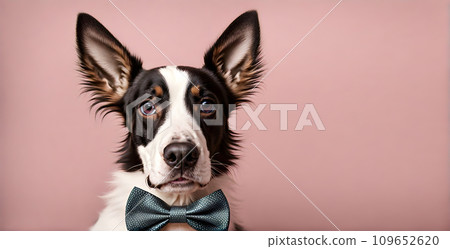 Dapper dog elegance: Canine charm in a stylish bow tie 109652620