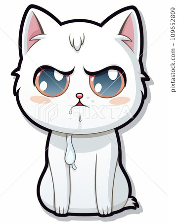 AI-generated content. Angry Kitten sticker in cartoon style isolated, AI 109652809