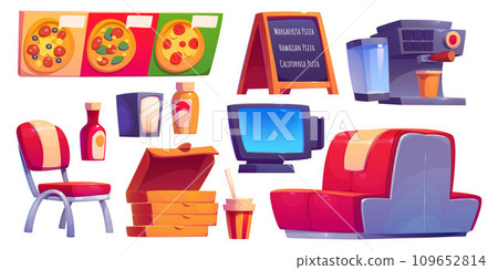 Pizza restaurant design elements set Pizza restaurant design elements set 109652814