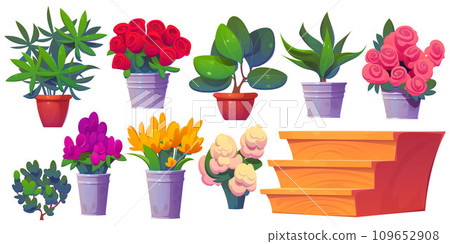 Flower shop interior design elements set Flower shop interior design elements set 109652908