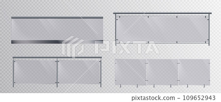 Glass handrails set on transparent background 109652943