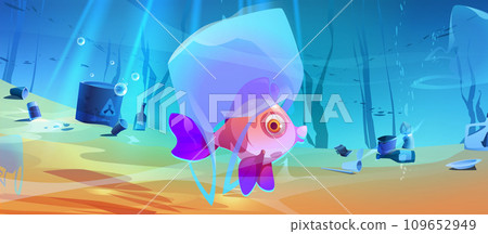 Sea bottom covered with garbage 109652949