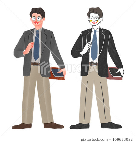 穿著西裝的男人手繪插畫 穿著西裝的男人手繪插畫 109653082