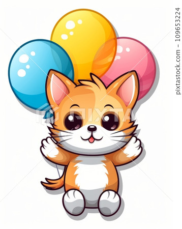 AI-generated content. Funny Kitten sticker in cartoon style, AI AI-generated content. Funny Kitten sticker in cartoon style, AI 109653224