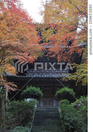 紅葉名勝:「四國二十聖地第十寺西山廣隆寺」 三層寶塔(從正殿平台仰視) 紅葉名勝:「四國二十聖地第十寺西山廣隆寺」 三層寶塔(從正殿平台仰視) 109653895