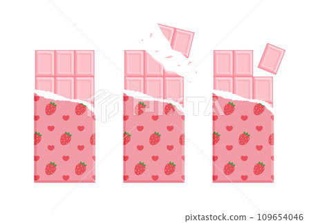 Strawberry chocolate bar illustration set 109654046