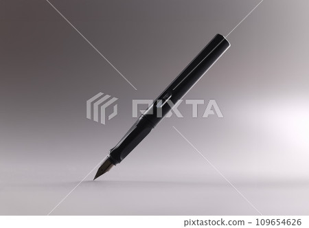 Black feather pen, sharp tip, tool for writing, refill ink container 109654626