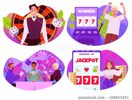 Set of gambling people flat style, vector illustration 109655051