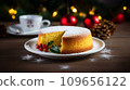 Christmas round sponge cake 109656122