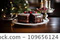 christmas round chocolate cake 109656124