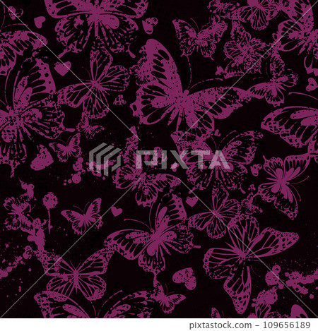 Seamless pattern purple and black butterflies. hand drawing. Not AI, Vector illustration Seamless pattern purple and black butterflies. hand drawing. Not AI, Vector illustration 109656189