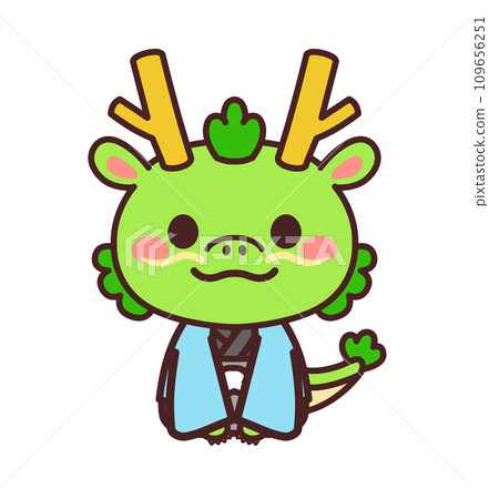 A cute dragon character wearing a kimono Illustration material 109656251