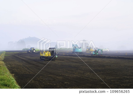 heavy machinery in the fog heavy machinery in the fog 109656265