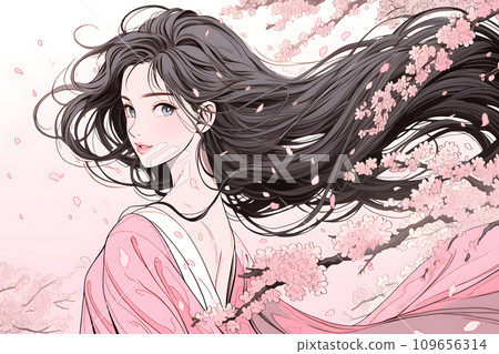 美麗的女人和櫻花 美麗的女人和櫻花 109656314