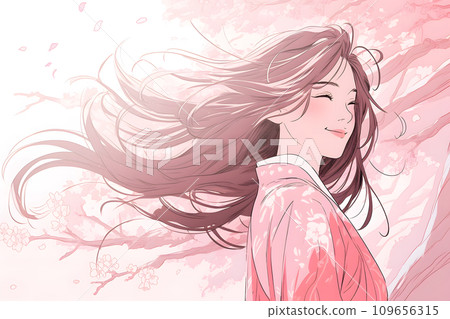 美麗的女人和櫻花 美麗的女人和櫻花 109656315