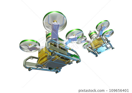 Drone delivery image (formation flight / transparent material version) 109656401