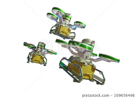 Drone delivery image (formation flight / transparent material version) 109656496