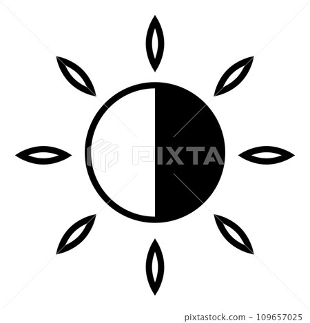 Image brightness adjustment icon, brightness sign black white circle petals 109657025