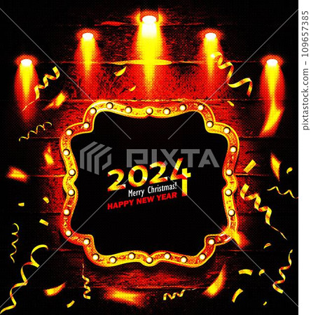 A sign with a happy new year 2024 109657385