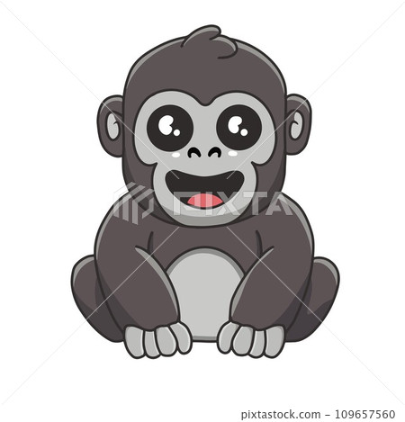 Cute gorilla wild safari african animals for kids, children clipart, cartoon style Cute gorilla wild safari african animals for kids, children clipart, cartoon style 109657560