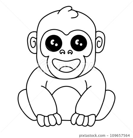 Cute gorilla wild safari african animals for kids, children clipart, cartoon style Cute gorilla wild safari african animals for kids, children clipart, cartoon style 109657564