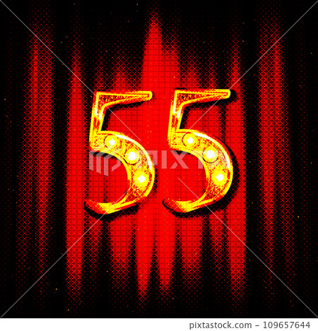 3d render number 55 percentage gold. 109657644