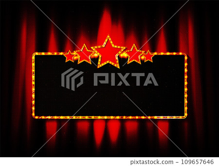 Cinema Theater curve sign red curtain Cinema Theater curve sign red curtain 109657646