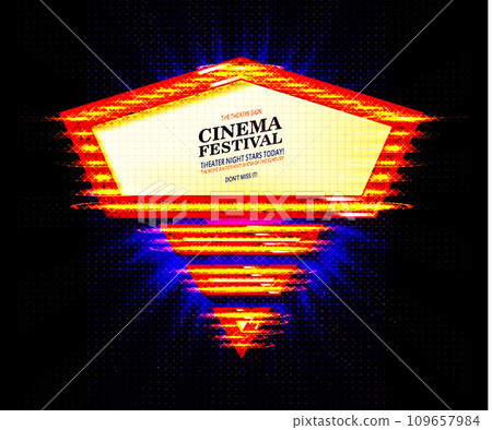 Vintage frame with illuminated light bulbs. Vintage frame with illuminated light bulbs. 109657984