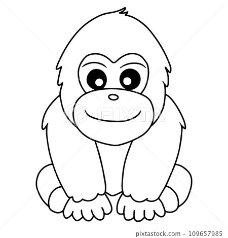 Cute gorilla wild safari african animals for kids, children clipart, cartoon style vector illustration Cute gorilla wild safari african animals for kids, children clipart, cartoon style vector illustration 109657985