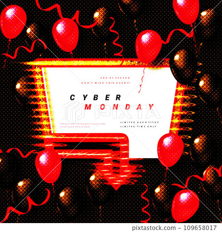 Cyber Monday Sale. Balloon celebrate background. 109658017