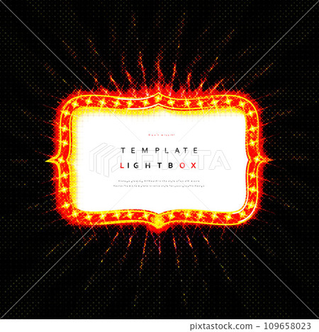 Vintage frame with illuminated light bulbs. 109658023