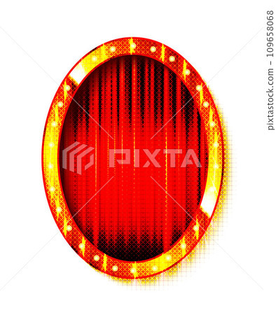 Oval vintage frame on red background 109658068