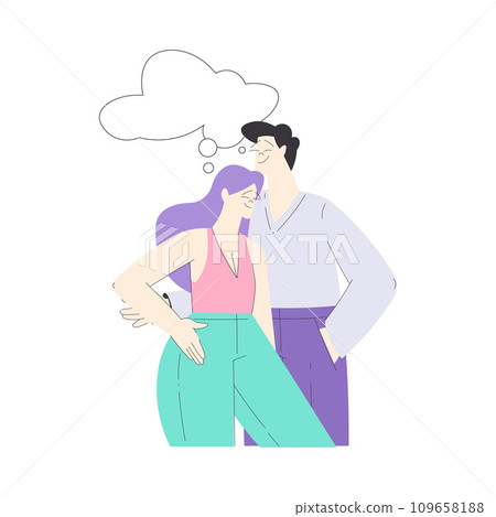 Dreaming Man and Woman Couple with Head in Cloud Having Fancy Imagination Vector Illustration 109658188