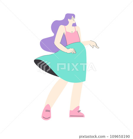 Dreaming Woman Character Having Fancy Imagination Vector Illustration 109658190