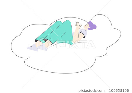Dreaming Woman Character with Head in Cloud Having Fancy Imagination Vector Illustration Dreaming Woman Character with Head in Cloud Having Fancy Imagination Vector Illustration 109658196