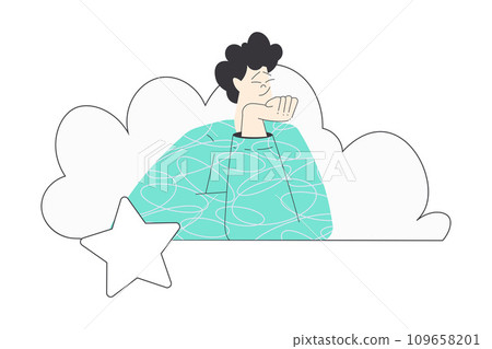 Dreaming Man Character with Head in Cloud Having Fancy Imagination Vector Illustration Dreaming Man Character with Head in Cloud Having Fancy Imagination Vector Illustration 109658201