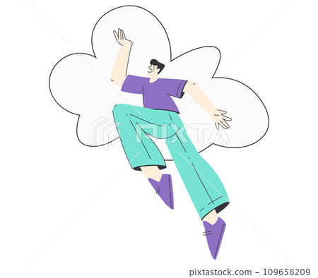 Dreaming Man Character with Head in Cloud Having Fancy Imagination Vector Illustration 109658209