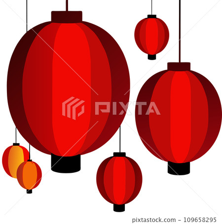chinese new year lanterns in the shape of the heart 109658295