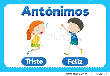 Spanish Language Education: Triste and Feliz Picture Word Card happy and sad Spanish Language Education: Triste and Feliz Picture Word Card happy and sad 109658324