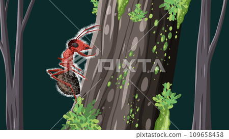 Ant with Fungi Walking on a Tree Ant with Fungi Walking on a Tree 109658458