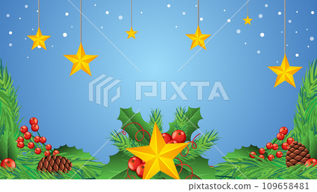 Festive Christmas Tree Decoration with Ornaments and Stars 109658481