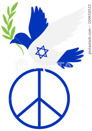Israel Flag with Peaceful White Bird 109658525