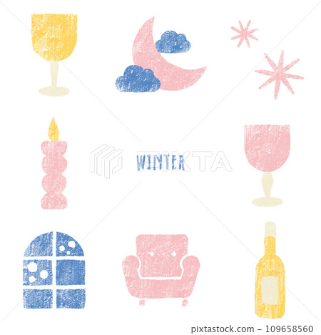 Winter night and wine solid illustration set (pink) 109658560