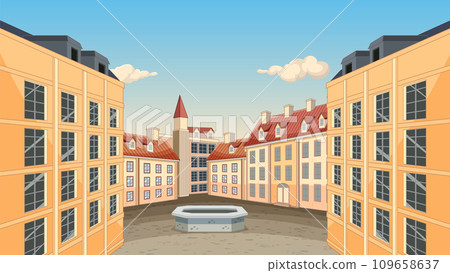 Historical European City Square with Architectural Background 109658637