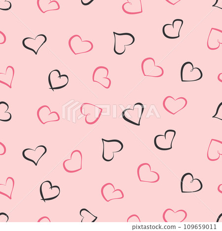 Seamless pattern of icons hearts. Concept love, Valentine Day Vector illustration, background wallpaper 109659011